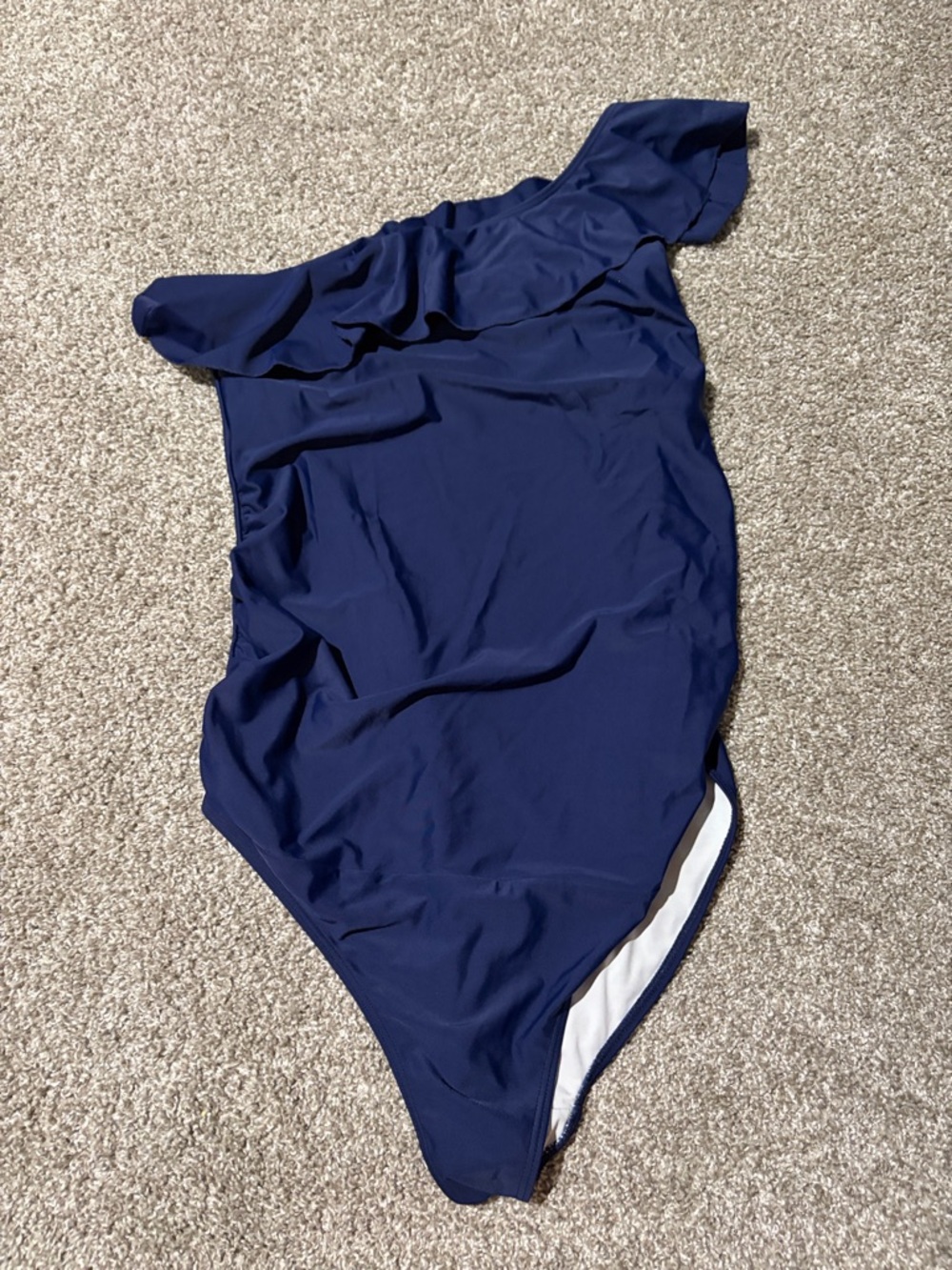 Summer Mae One-Shoulder Navy Blue Ruffle Swimsuit